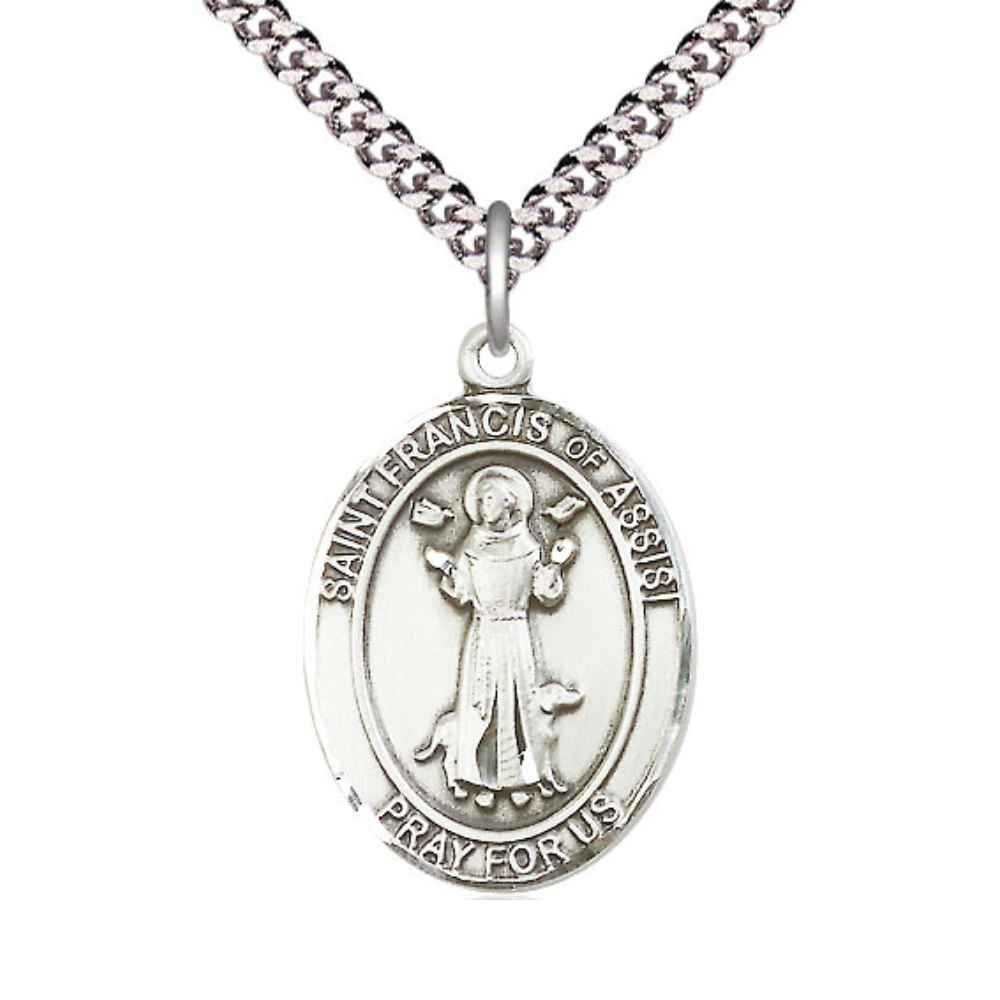 Amazon.com: CaliRoseJewelry 14k Saint Francis of Assisi Pray for Us Oval  Charm Pendant Necklace in Rose Gold, 16