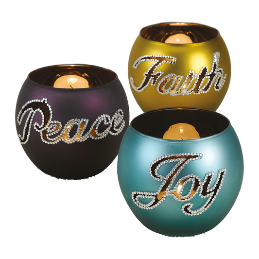 Jewelled Tea Light Ornament 3 Piece Set